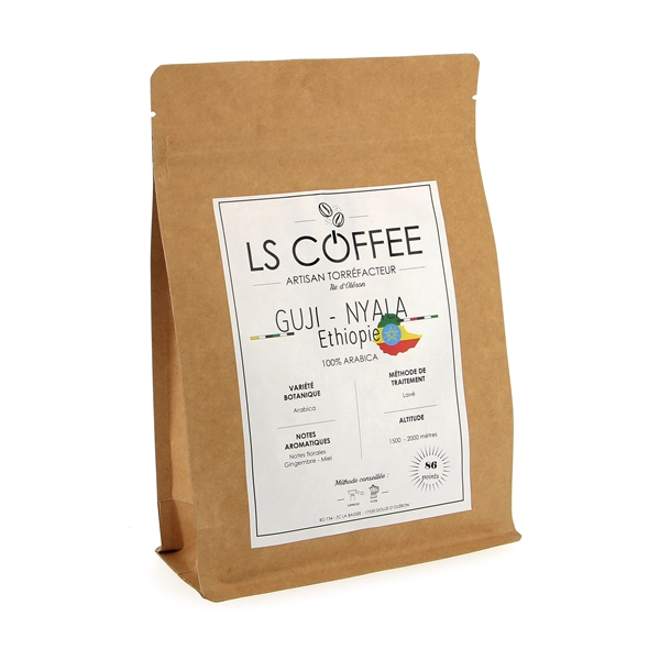 Sachet de café grain 250 gr net Ethiopie guji nyala Chokaté