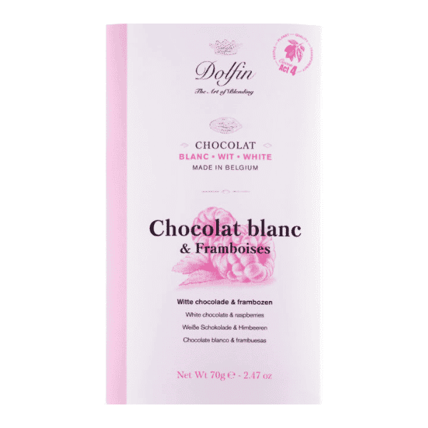 Tablette chocolat blanc & Framboises- Dolfin - 70g