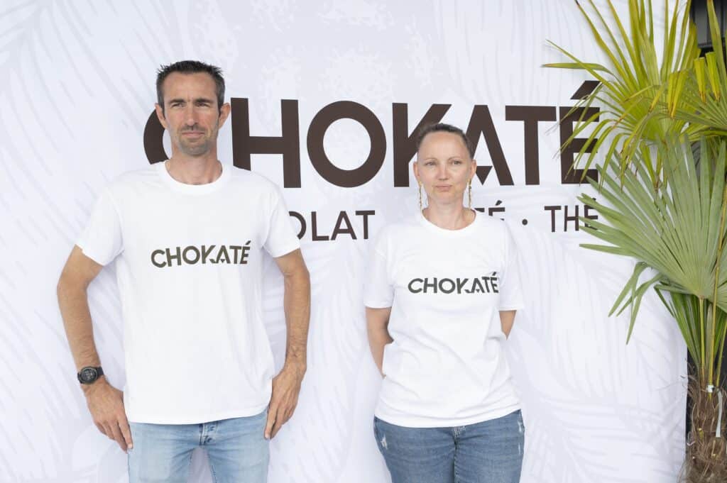 Fondateur de Chokaté sur un évènement sprotif à l'effigie de la marque